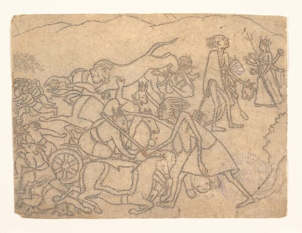 Kali Presenting the Heads of Chanda and Munda to Durga: Scene from the Devi Mahatmya (Glory of the Goddess)