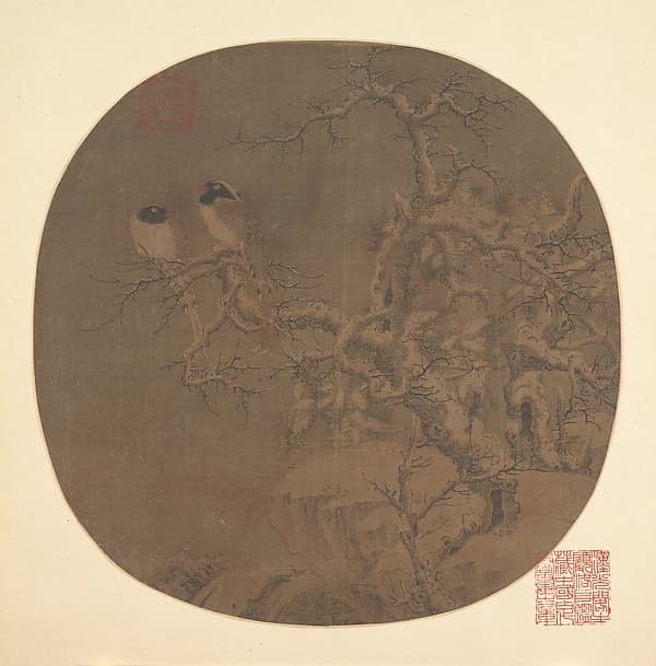 Two Birds on a Wintry Tree, by Unidentified artist