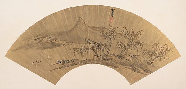 Riverscape with moored boats, by Wu Shantao