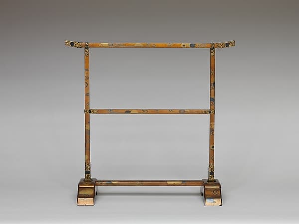 Hand-towel Rack (Tenugui kake) with Chrysanthemums and Meandering Stream