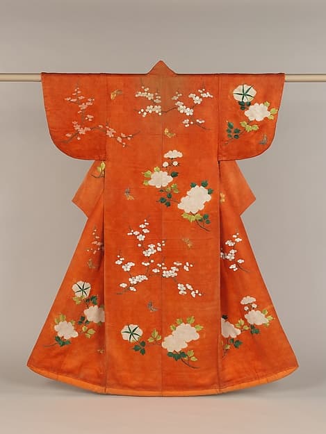 Outer Robe (Uchikake) with Peonies, Plum Blossoms, and Butterflies