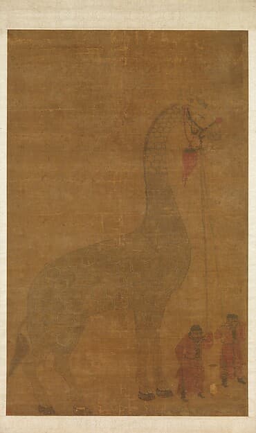 Giraffe with Two Keepers, by Unidentified artist