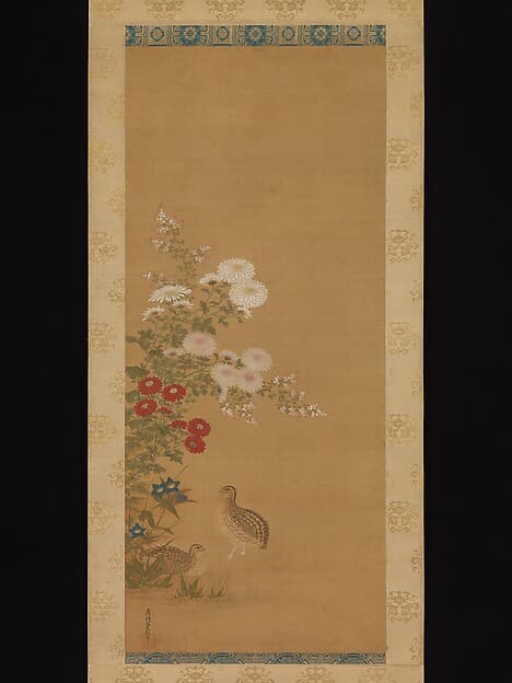 Quail and Autumn Flowers, by Tosa Mitsuoki