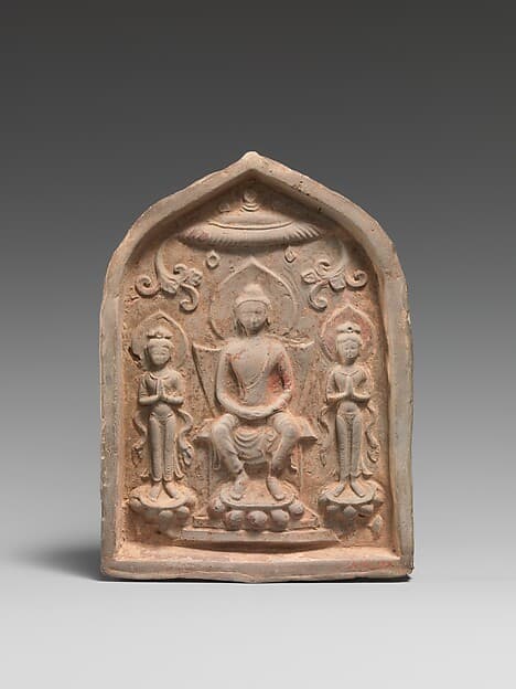 Votive Tablet with Buddhist Triad