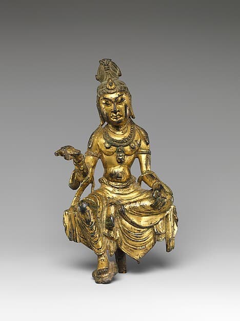 Seated bodhisattva, probably Manjushri (Wenshu)