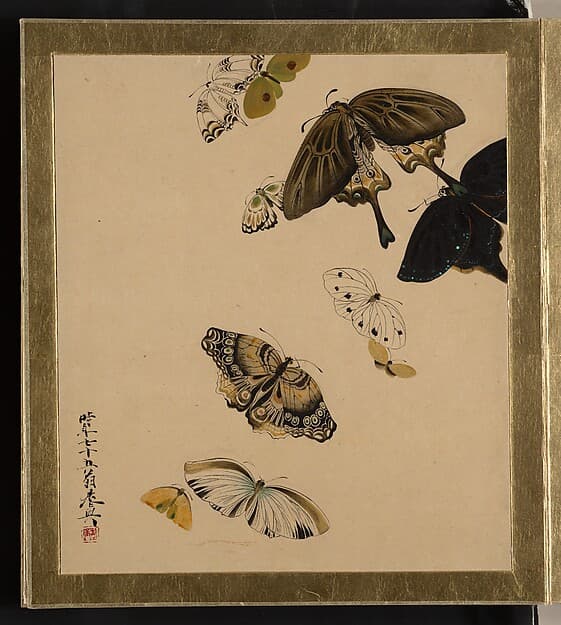 Lacquer Paintings of Various Subjects: Butterflies, by Shibata Zeshin
