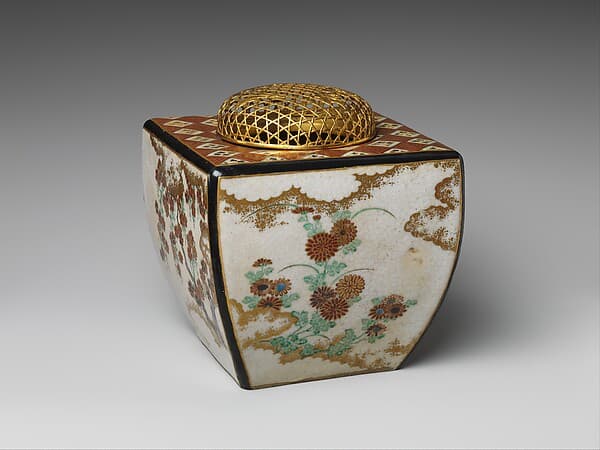 Ninsei-style Incense Burner with Flowers of the Four Seasons, by Nonomura Ninsei