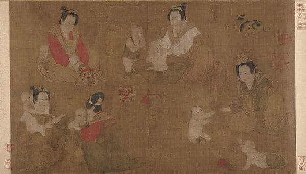Palace ladies bathing children, by Unidentified artist