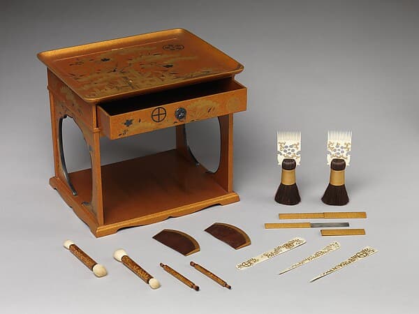 Cosmetic Stand with Pine, Bamboo, and Cherry Blossom from a Wedding Set