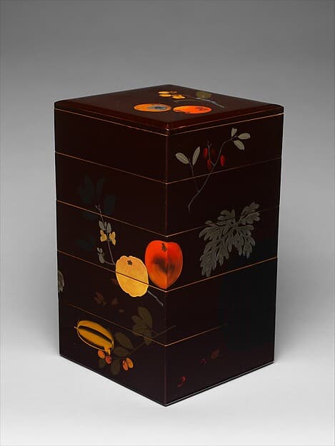 Tiered Food Box with Summer and Autumn Fruits, by Shibata Zeshin