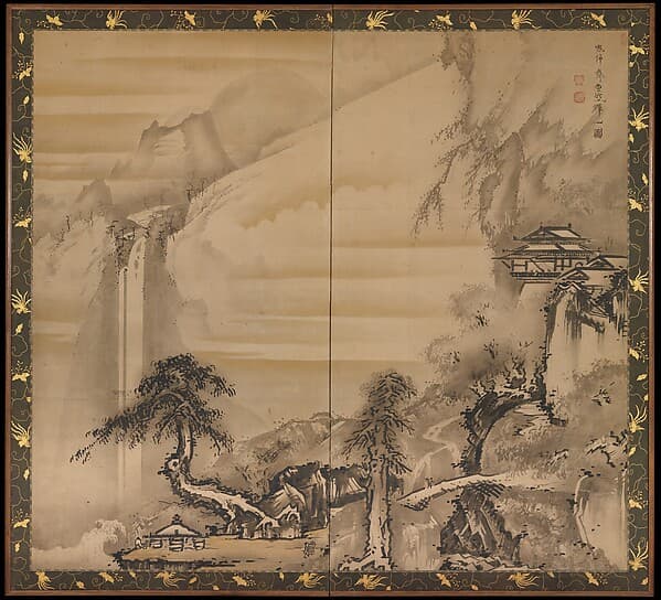 Chinese Scholar Contemplating a Waterfall, by Soga Shōhaku