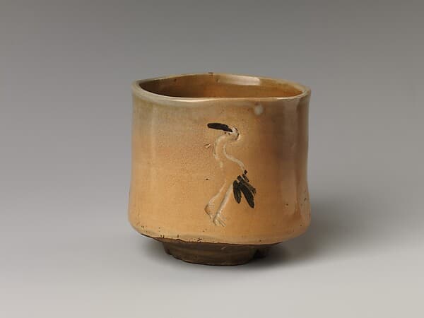 Gohon (Korean-Style) Tea Bowl with Cranes, by Kiyomizu Rokubei I