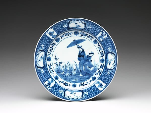 Dish with Parasol Ladies, by Cornelis Pronk