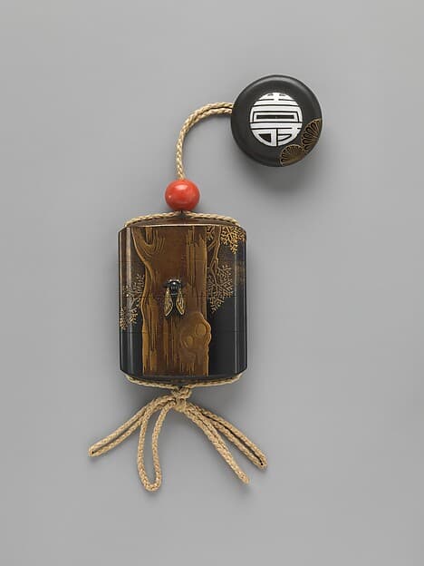 Case (Inrō) with Design of Cicada on Tree Trunk