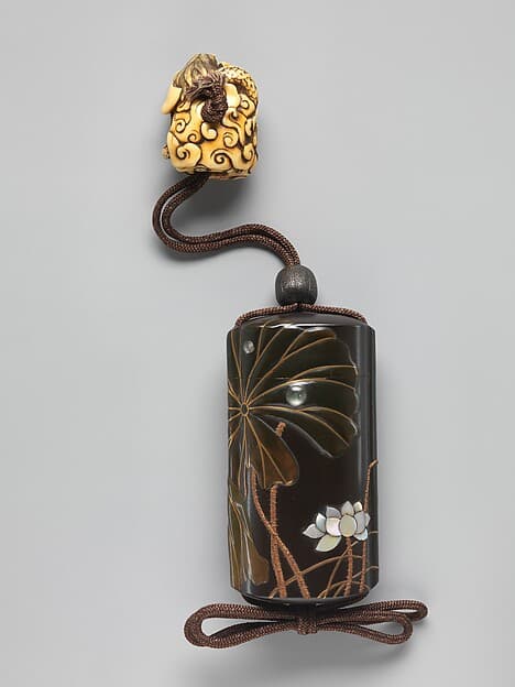 Case (Inrō) with Design of Lotus (obverse); Lotus and Bird (reverse), by Shibata Zeshin