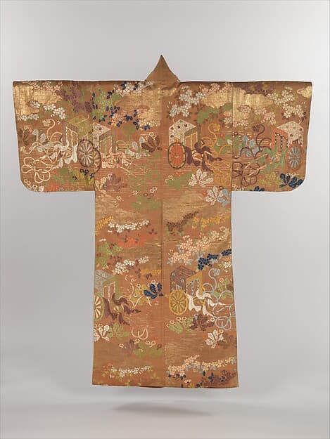 Noh Costume (Karaori) with Court Carriages, Cherry Blossoms, and Dandelions
