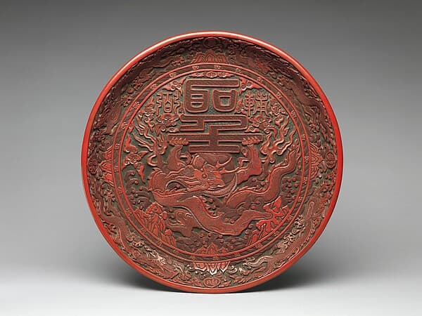 Tray with dragon and Chinese characters
