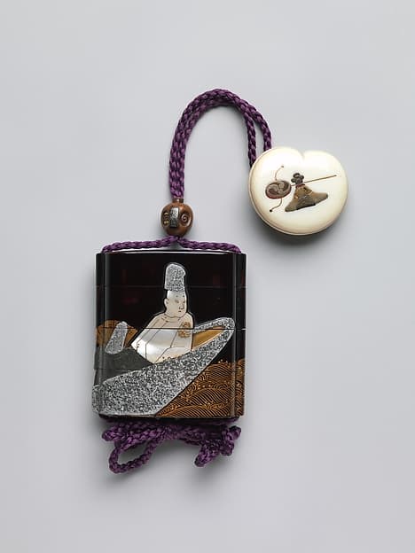 Case (Inrō) with Design of Courtier and Lady in a Boat (from the Tale of Genji), by Ogata Kōrin