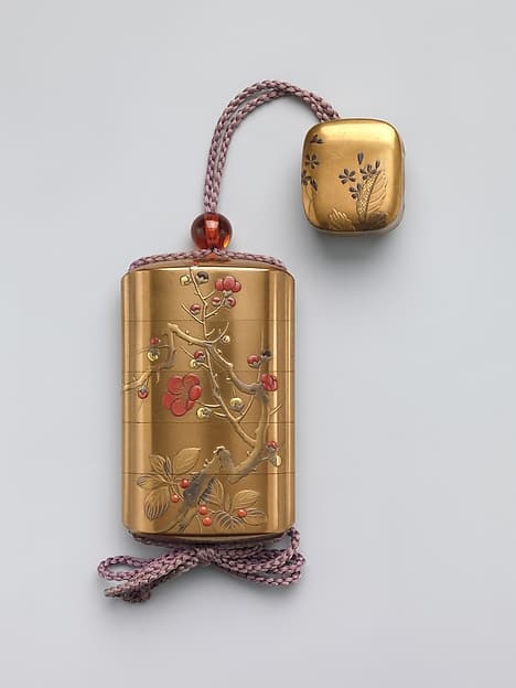 Inrō with Design of Blossoming Plum Tree, by Hara Yōyūsai
