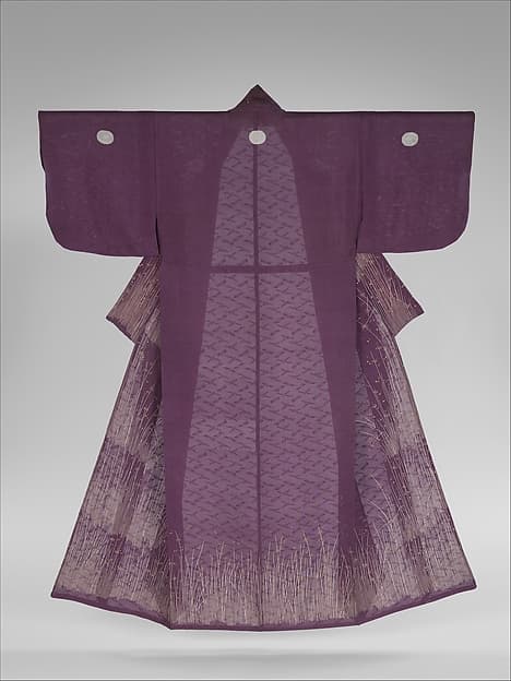 Unlined Kosode (Hitoe) with Grasses and Dewdrops