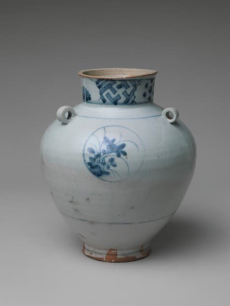 Jar (Tsubo) with Four Loop Handles and Flower Medallions
