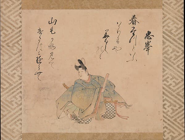 The Poet Mibu no Tadamine, from a set of album leaves illustrating The Thirty-six Poetic Immortals, by Iwasa Matabei