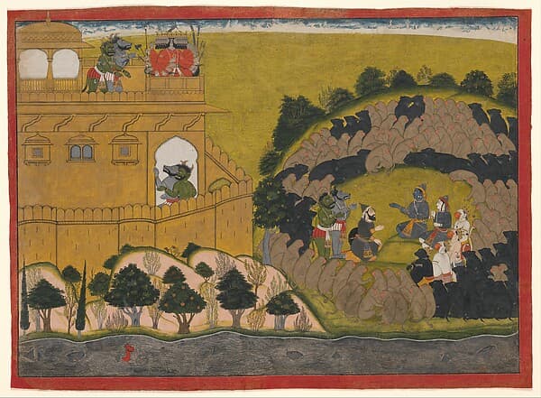Rama Releases the Demon Spies Shuka and Sarana: Folio from the Siege of Lanka series, by Manaku
