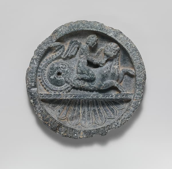 Dish with Winged Eros Riding a Lion-Headed Sea Monster