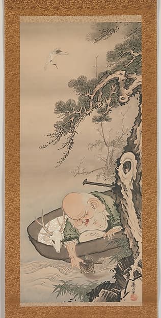The God of Good Fortune Jurōjin, by Soga Shōhaku