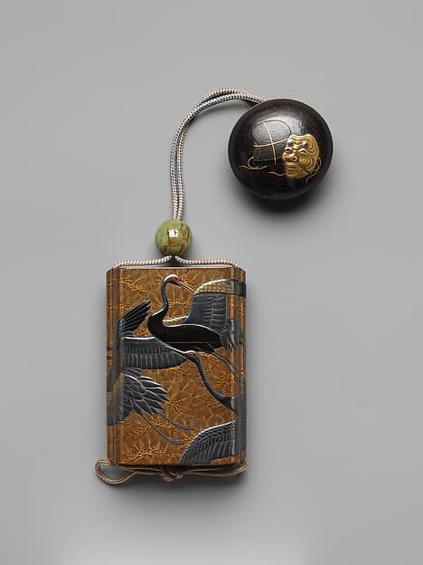 Inrō with Cranes and Pines, by Koma Kyūhaku V
