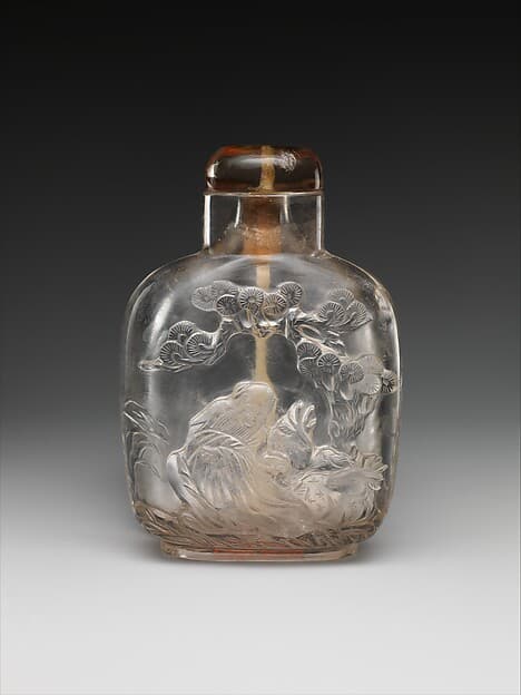 Snuff bottle with god of longevity and deer