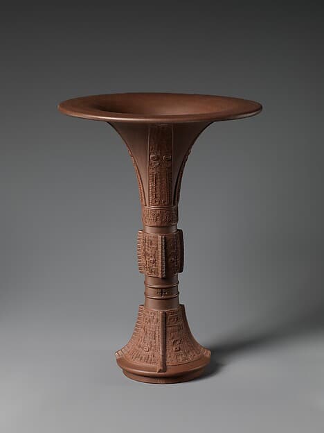 Vase in the shape of an archaic bronze vessel (gu), by Chen Jinhou