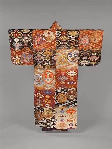 Noh Robe (Atsuita) with Cloud-Shaped Gongs and “Chinese Flowers”
