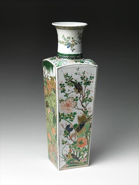 Vase with flowers and birds of the four seasons