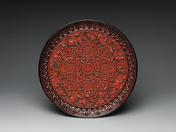 Tray with Chinese characters, bats, and fruits