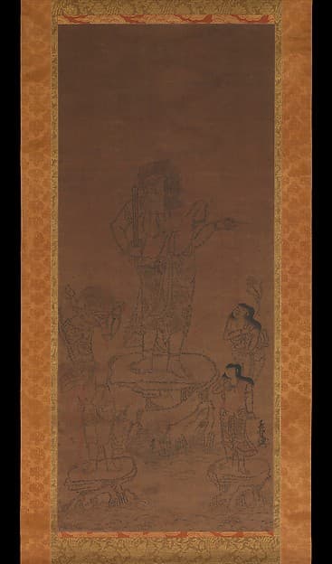 Fudō Myōō with Four Attendants, Outlined in Seed Syllables, by Chikai 智海