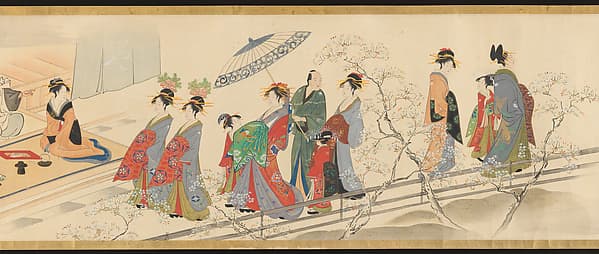 Three Gods of Good Fortune Visit the Yoshiwara; or “Scenes of Pleasure at the Height of Spring”, by Chōbunsai Eishi
