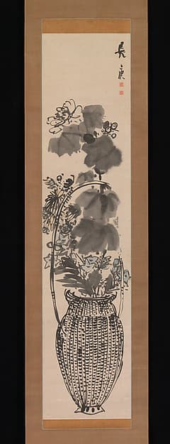 Autumn Flowers in a Bamboo Basket, by Yosa Buson