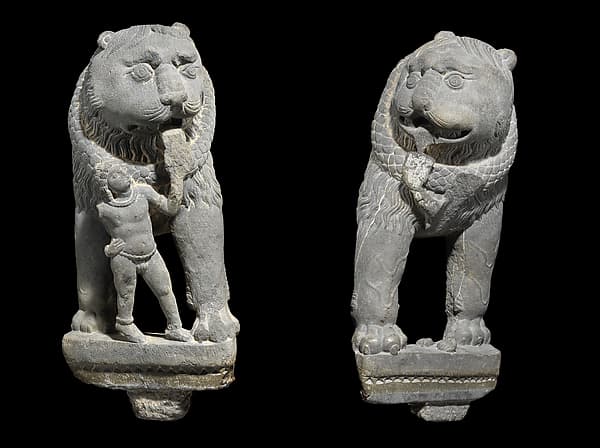 Pair of Lions with Attendant