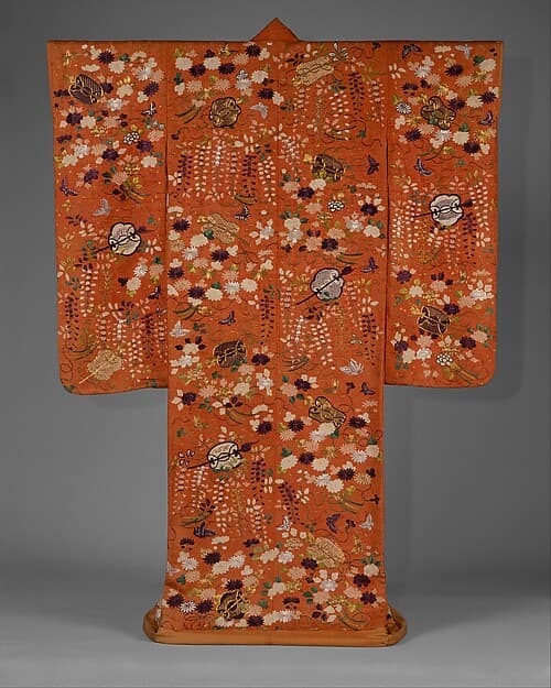Over Robe (Uchikake) with Fans and Flowers