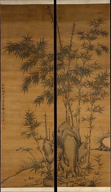 Bamboo and rocks, by Li Kan