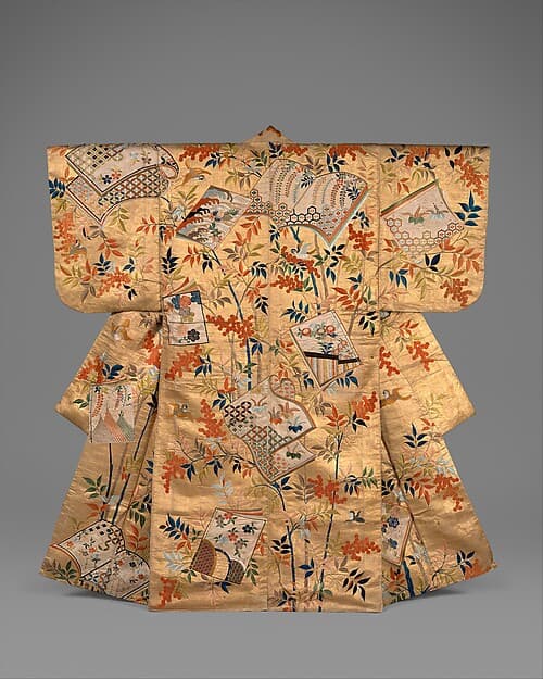 Noh Costume (Nuihaku) with Books and Nandina Branches
