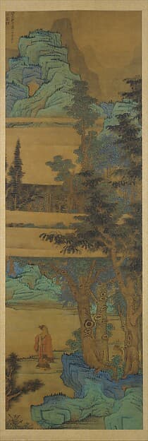 Scholar-recluse in blue-green landscape, by Chen Hongshou