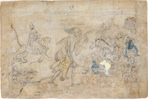 Durga and Kali Approach the Gathered Armies of Chanda and Munda: Scene from the Devi Mahatmya