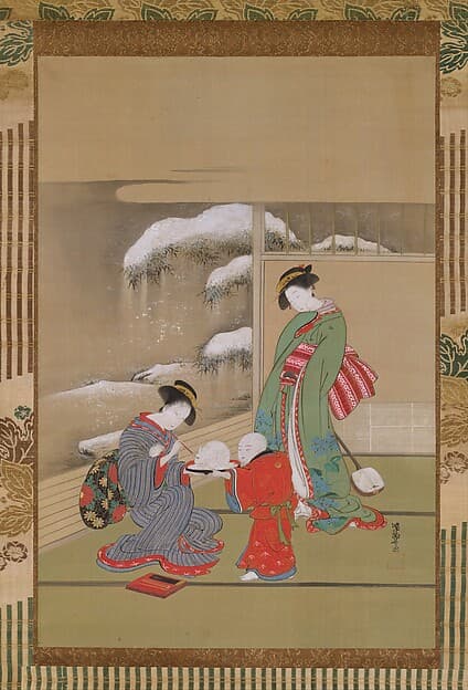 Painting the Eyes on a Snow Rabbit, by Isoda Koryūsai
