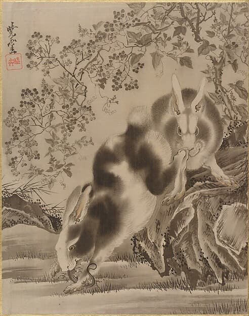 Rabbits, by Kawanabe Kyōsai 河鍋暁斎