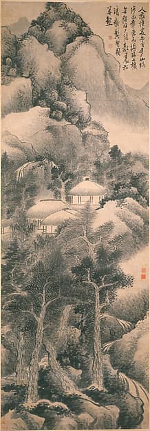 Dwelling among mountains and clouds, by Gong Xian