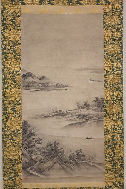 River Landscape in Evening, by Kano Motonobu