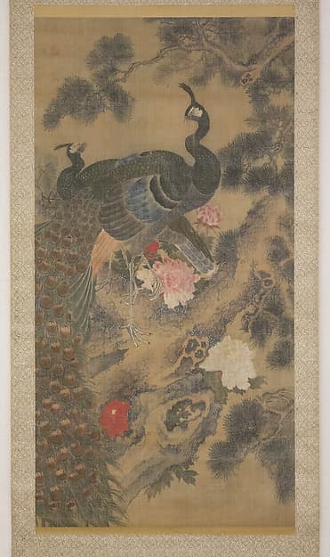 Peacocks, Pine Tree, and Peonies, by Lü Ji 呂紀