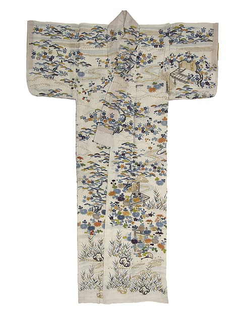 Summer Robe (Katabira) with Seasonal Landscapes and Scenes from The Tale of Genji